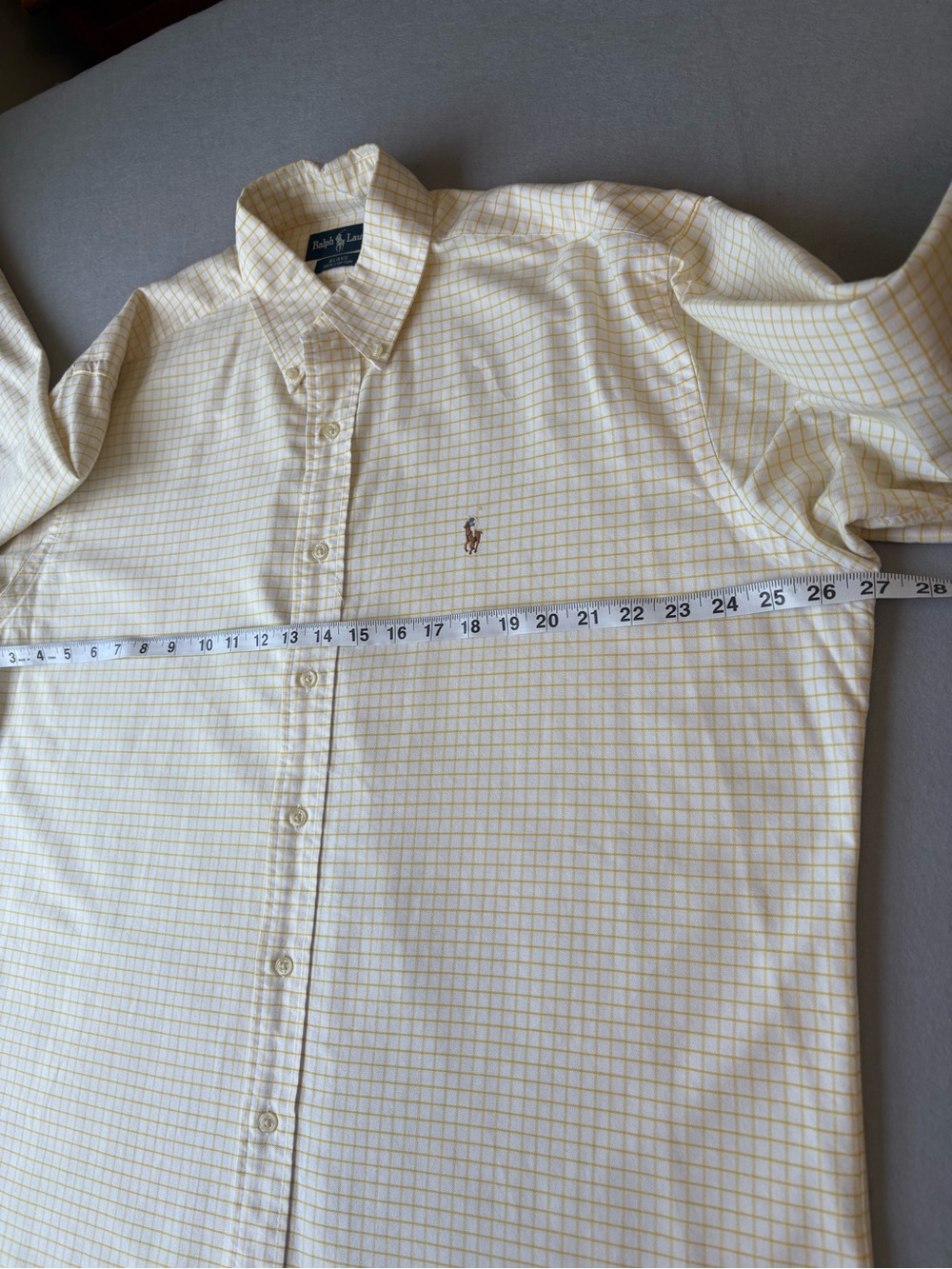 Ralph Lauren Men’s Yellow Windowpane Button-Down Shirt Blake 100% Cotton sz L - Picture 6 of 8
